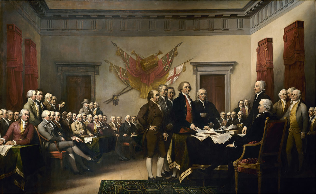 This 1819 painting by John Trumbull shows members of the committee entrusted with drafting the Declaration of Independence.