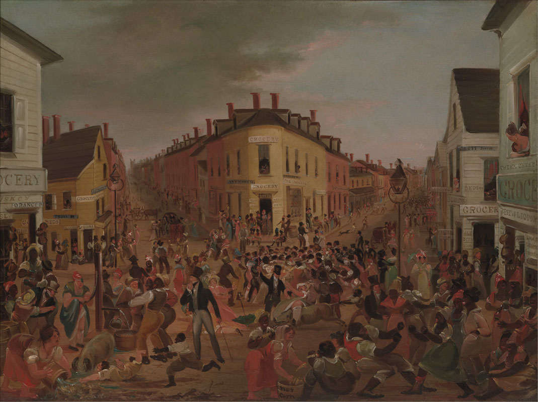 Five Points (1827), by George Catlin, depicts the infamous Five Points neighborhood of New York City,