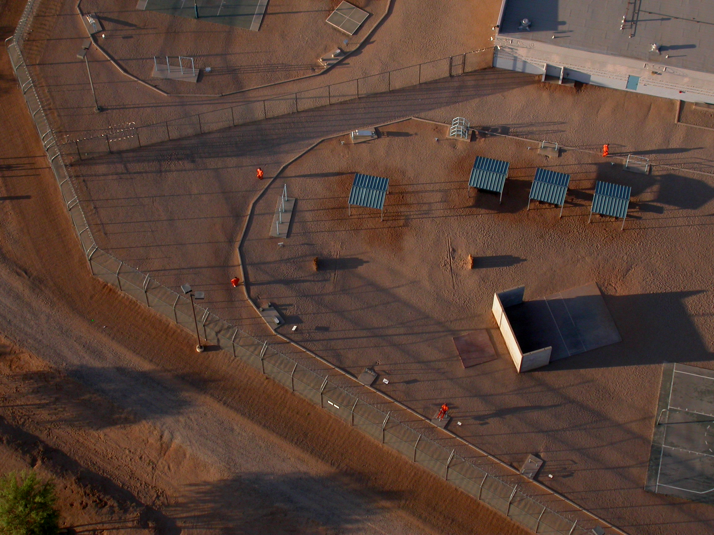 Aerial shot of a prison yard