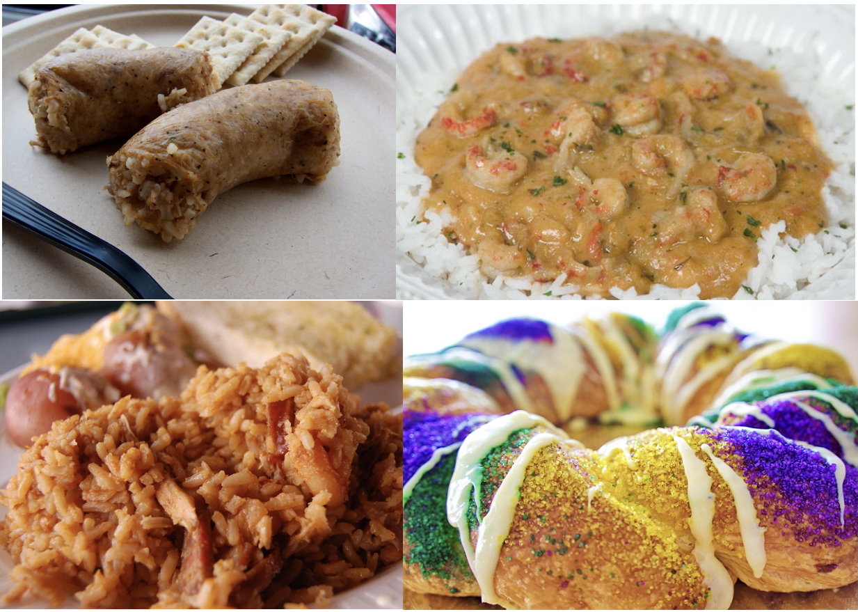 A collage of different Louisiana foods.