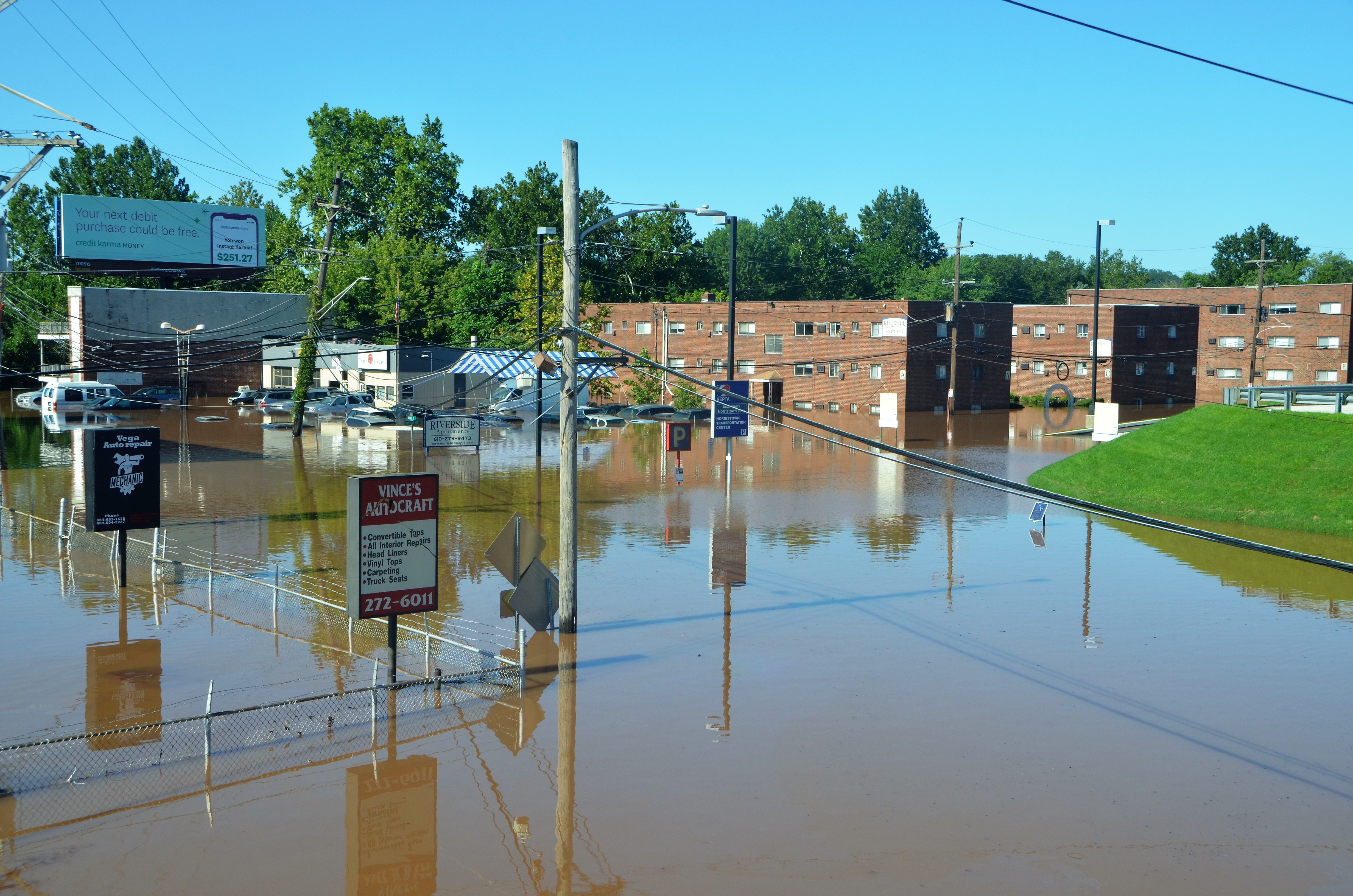Flooding in a semi-urban area